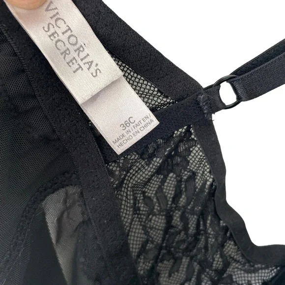 Victoria's Secret Black Balconette Bra Lingerie Nightie 36C - Picture 4 of 5